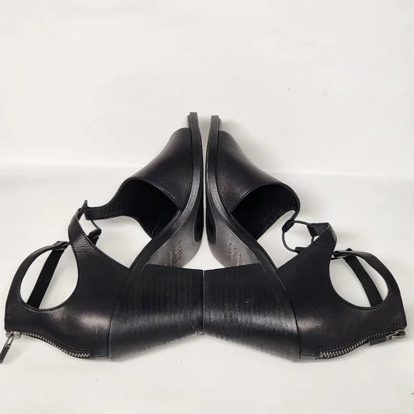 Eileen Fisher Vero Cuoio Black Strappy Block Heels - Picture 6 of 9